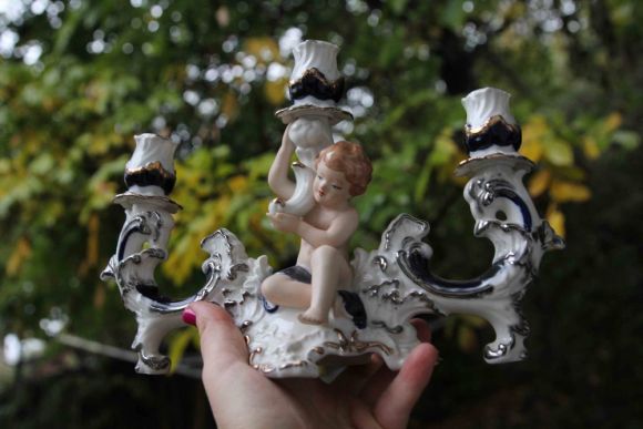 Просто сказочный подсвечник из фарфора. ПУТТИ