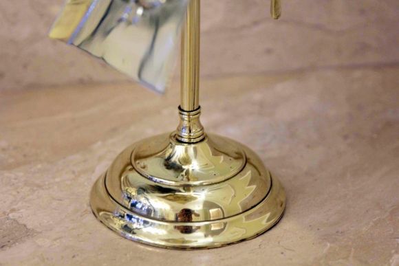 Интересный антикварный каминный набор из полированной латуни